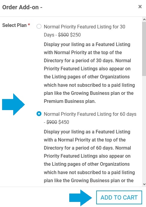select featured listing plan on IBNESTO